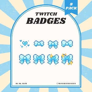 Twitch-badges blauw hart | Sub-/bitbadges met pixelstrik