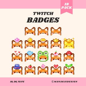 Fuchs Twitch Badges | Pixel Tierkopf Sub/Bit Badges