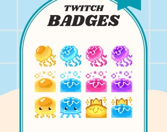 Insignias de Twitch de Jellyfish Pixel / Insignias de subtítulos/bits de animales oceánicos