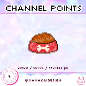 Dog Food Bowl with Kibble Twitch Channel Point | Kawaii Pet Reward Pixel Emote | Red Puppy Meal Dish Icon for Twitch Streamer | Ready to Use