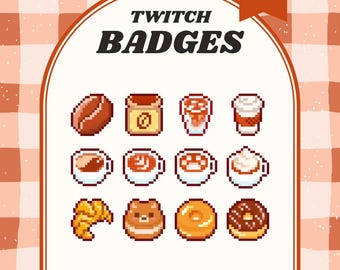 Coffee Cafe Twitch-märken | Pixel Sweet Sub/Bit-märken