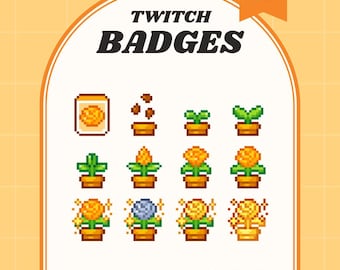 Orange Rose Pixel Art Sub/Bit Badges for Twitch