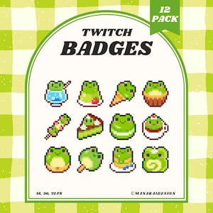Insignias de Twitch de Frog Sweets, insignias de subtítulos/bits de Pixel Froggy Desserts