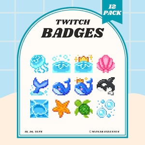 Twitch-märken för havsvarelser | Pixel-märken för havsdjur med under-/bitar