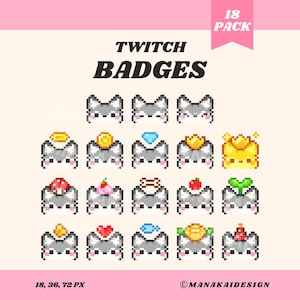 Insignias de Twitch de Gray Wolf / Insignias de subtítulos/bits de Pixel Animal Head
