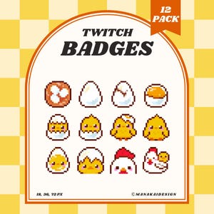 Yellow Chick Twitch Badges | Pixel Duck Sub,Bit Badges