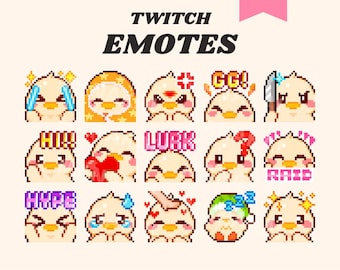 White Duck Twitch Emotes – 15 Pixel Animal Emoji Pack