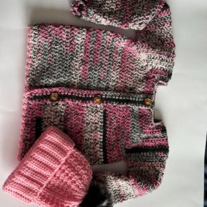 Girls Crochet Cardigan and hat set