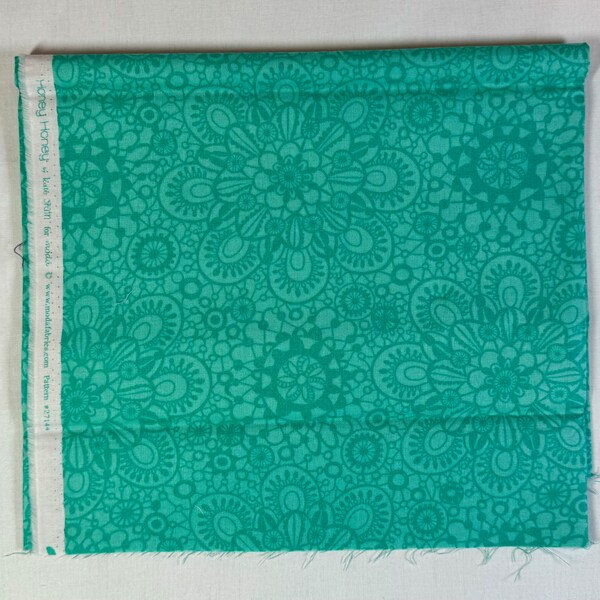 Kate Spain's Honey Honey line - one fat quarter cut of the mandalas print in tone on tone aqua.