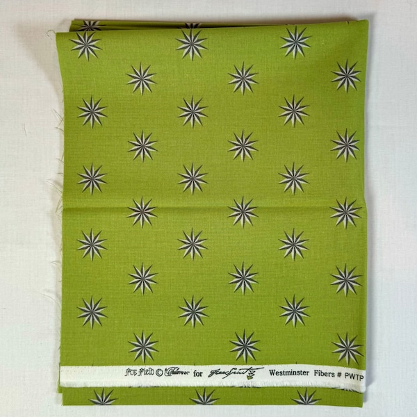 Tula Pink's Foxfield - one fat quarter cut of the ten-pointed stars print in green and gray.