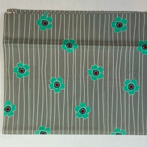 Nordika by Jeni Baker - one fat quarter cut of the gray with white stripes and aqua flowers