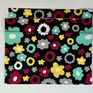 Nordika by Jeni Baker - one fat quarter cut of the medium sized abstract flowers print on black background