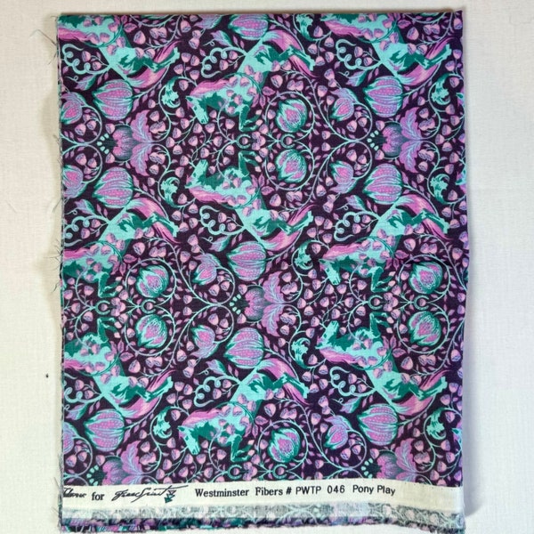 Tula Pink's Foxfield - one fat quarter cut of the Pony Play print in purples and aqua, featuring horses.