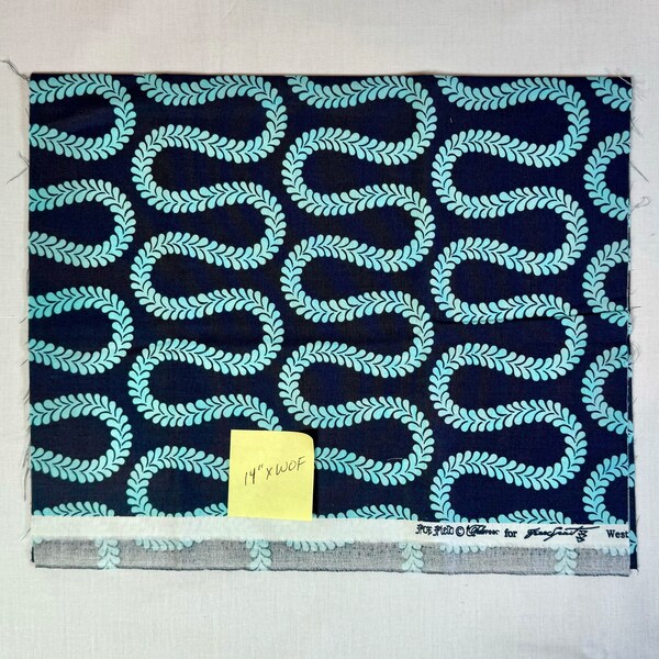 Tula Pink's Foxfield - 14 inch by WOF cut of the Serpentine print in aqua and navy.