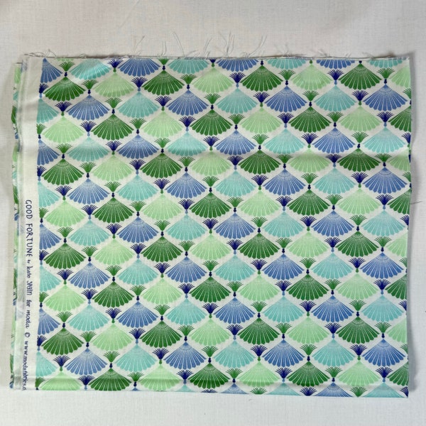 Kate Spain's Good Fortune line - one fat quarter cut of the fans print in aqua and green.