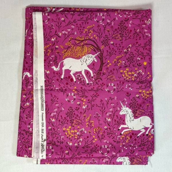 Heather Ross Far, Far, Away - one fat quarter cut of the unicorn print on red-violet background