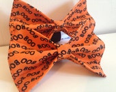 Orange with Black Boo Halloween Dog Bow Tie in Small, Medium or Large