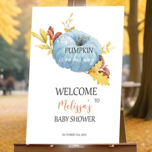 Halloween Baby Shower Sign, Baby Shower Welcome sign, Boy Baby shower Pumpkin Sign, Little Pumpkin Baby shower Decorations, Foam, Canvas