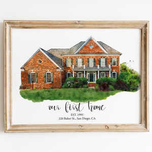 Personalized Housewarming Gift, Custom Watercolor House Portrait, Watercolor House Painting, First Home Gift, Closing Gift, Home Portrait