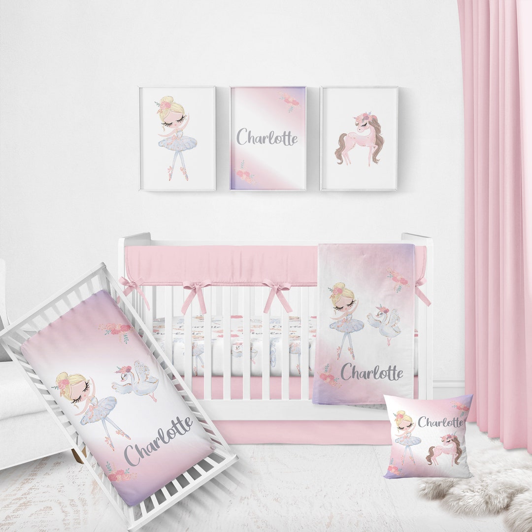 Personalized Ballerina Crib Bedding Set: Organic Cotton Girl Nursery - Etsy