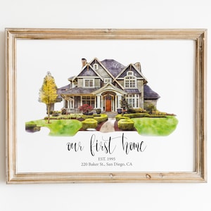 Custom Watercolor House Portrait,Watercolor House Painting,Personalized Housewarming Gift,First Home Gift,Realtor Closing Gift,Home Portrait