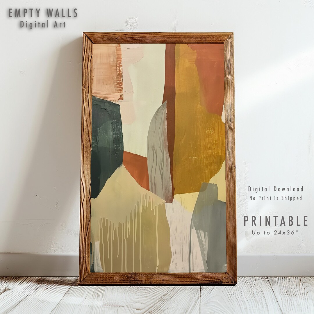 Warm Earth Tone Abstract Art, Modern Minimalist Digital Art Print ...