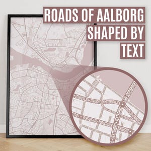 Aalborg, Danemark | Impression du plan de la ville où les rues sont façonnées par leurs noms de rue.