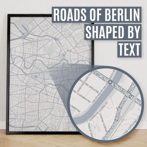 Berlijn, Duitsland | Afdruk van stadsplattegrond waar wegen worden gevormd door hun straatnaam.