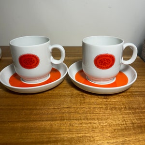 Vintage Thomas of Germany 1970’s Tea/coffee Cup & Saucer set of two made in Germany Scandnavian Shape