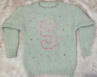 Personalized Hand Knit Sweater BIRTHDAY