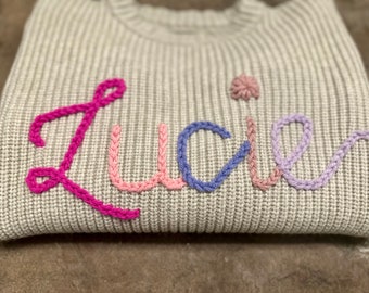 Personalized Hand Knit Sweater with NAME only