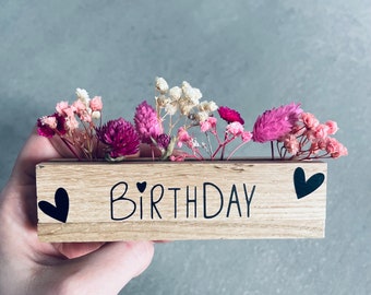 Dried flower decoration/ small flower bar/ small gift/ lettering/ dried flower board/ wooden decoration/ birthday/ Happy Birthday/ cash gifts