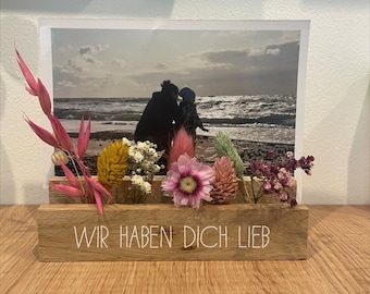 Trockenblumendeko/Freundschaft/ Blumenleiste für Fotogeschenk/ Lieblingsmensch/ Beste Mama/ Trockenblumenboard/Muttertag/ Holzdeko/