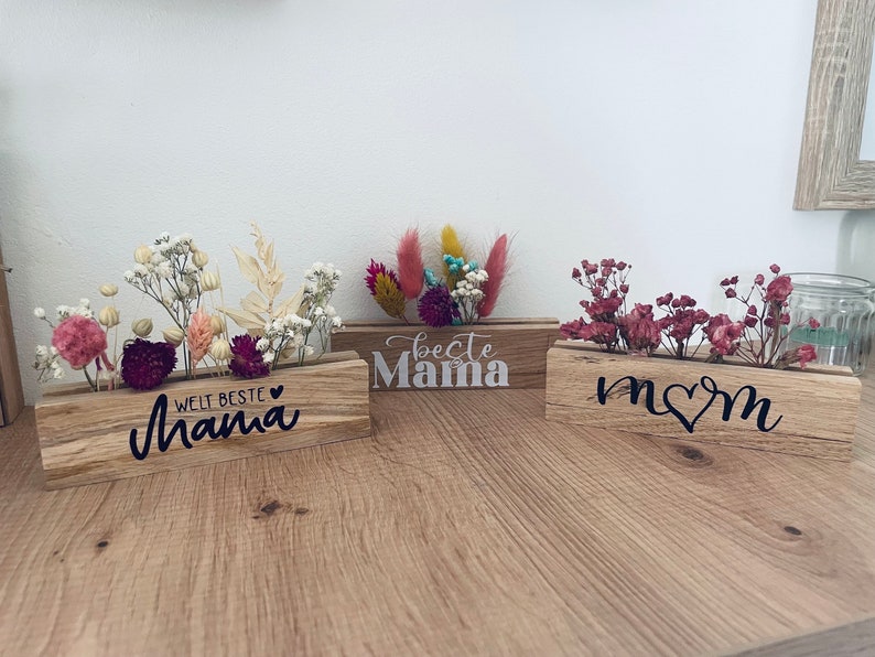 Dried flower decoration/Mother's Day/Small flower bar/Small gift/Lettering/Dried flower board/Wooden decoration/Mum image 4