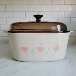 Vintage Corning Ware Casserole: Forever Yours Hearts 5 Liter Dutch Oven
