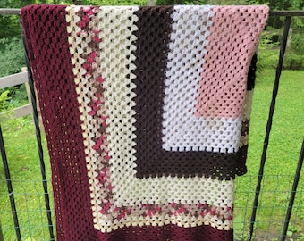Vintage Handmade Afghan Throw Blanket 60&quot;x59&quot;