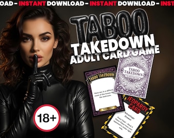 Taboo Takedown Adult Couples Game - Printable Date Night Cards - Spicy Game for Two