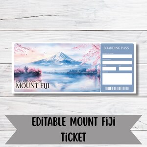 Japan Trip Surprise Gift Ticket , You&#39;re Going to Mount Fiji ,Editable Boarding Pass, Printable Flight Ticket, Japan ticket