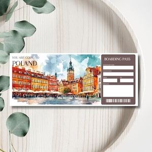 Poland Boarding Pass,Editable Plane Ticket,Poland Trip Reveal Ticket, Custom Travel Ticket,Poland ticket Boarding Pass