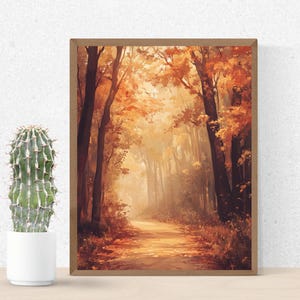 Vintage Autumn Painting, Fall Home Decor, Autumn Painting, Autumn Decor Rustic Fall Decor, Waterfall Wall Art, Rustic Wall Art