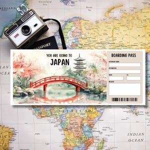 Printable Japan Boarding Pass,Editable Plane Ticket, Japan Trip Reveal Ticket, Custom Travel Ticket, Japan Ticket