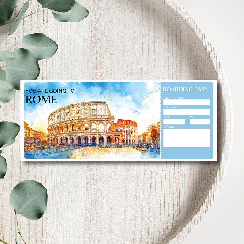 Printable Italy Boarding Pass,editable Plane Ticket,italy Trip Reveal ...