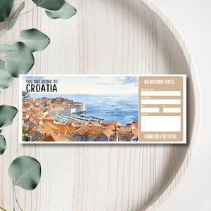 Croatia Editable Voucher, Birthday Gift Voucher, Croatia gift ticket, Croatia Ticket, Editable Canva Voucher