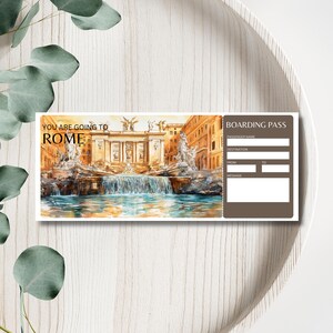 Druckbare Italien Bordkarte, bearbeitbares Flugticket, Italien Reise Reveal Ticket, benutzerdefiniertes Reiseticket, Rom Bordkarte