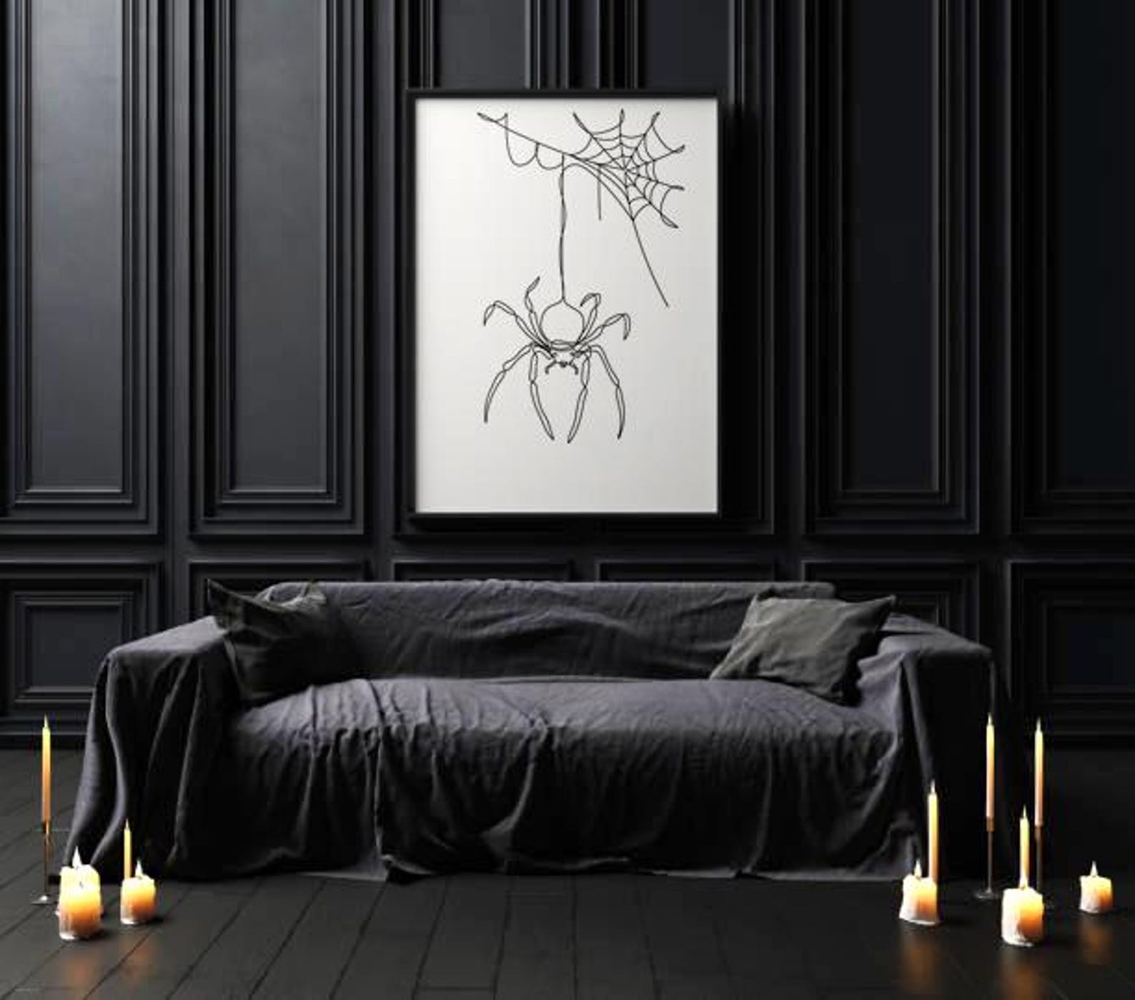 Spider One Line Art Print: Minimalist Halloween Decor (digital Download ...
