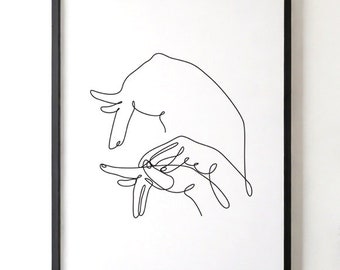 Elephant Hand Shadow Puppet Line Art Print (Digital Download)