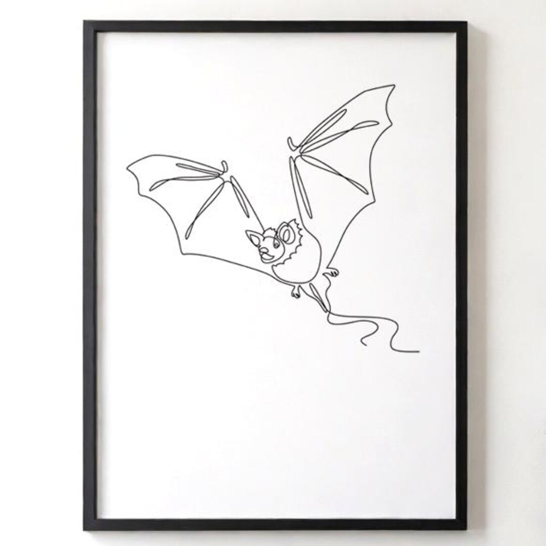 Bat One Line Art Print: Minimalist Halloween Decor (digital Download ...