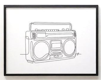 Vintage Sanyo Radio Line Art Print: 80s Home Decor (Digital Download)
