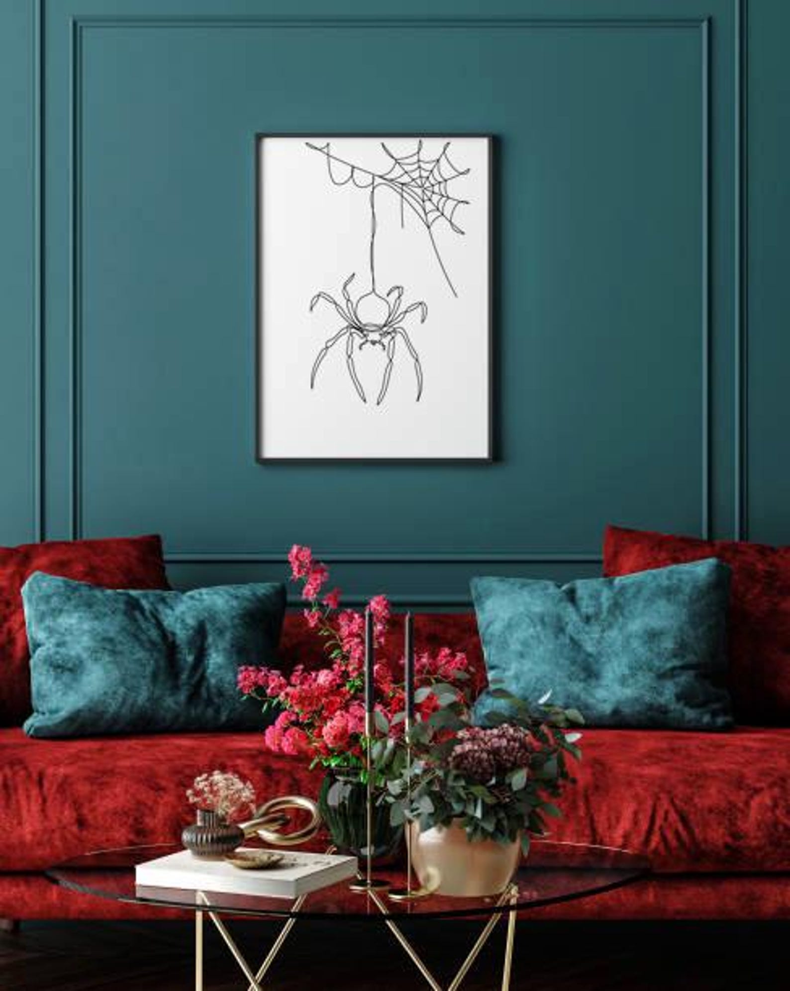 Spider One Line Art Print: Minimalist Halloween Decor (digital Download ...