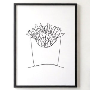 French Fries Line Art Print: Minimalist Kitchen Decor (Digital Download)